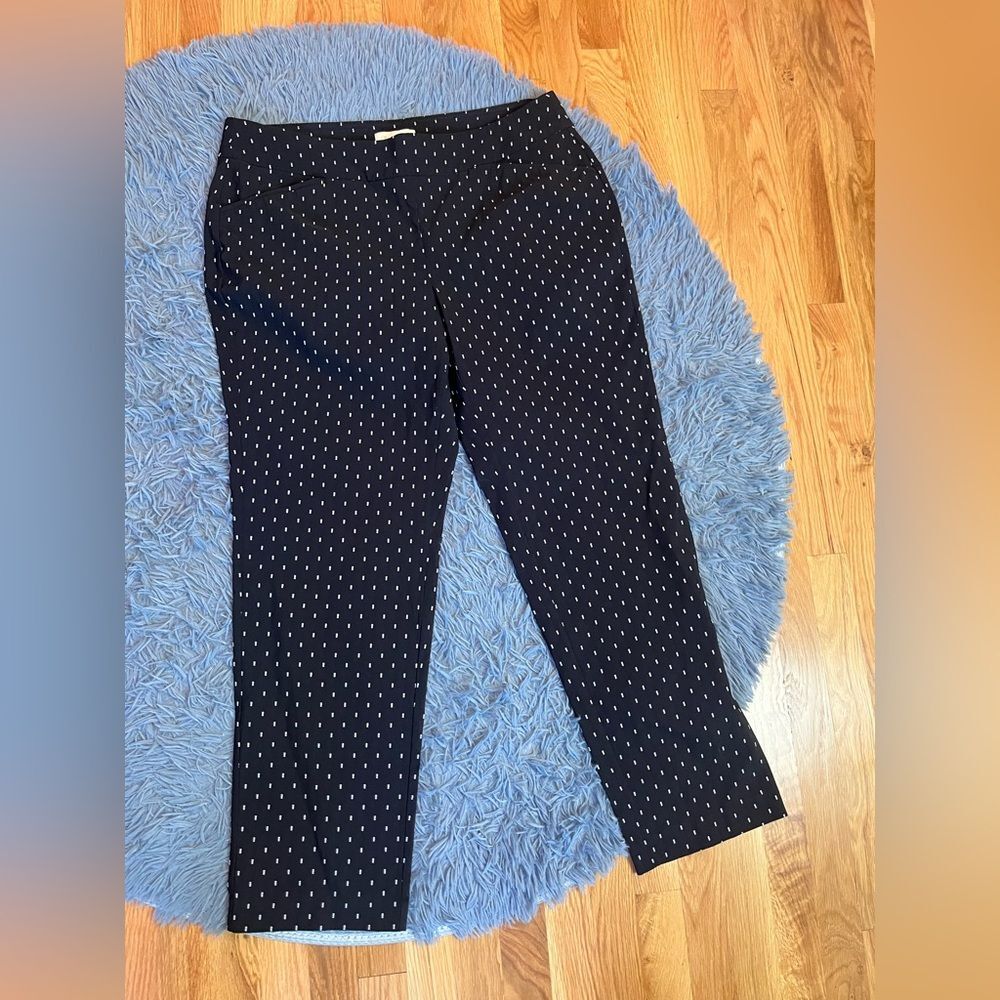 Talbots Woman Black White Geometric Embroidered Straight Pants Size 16W